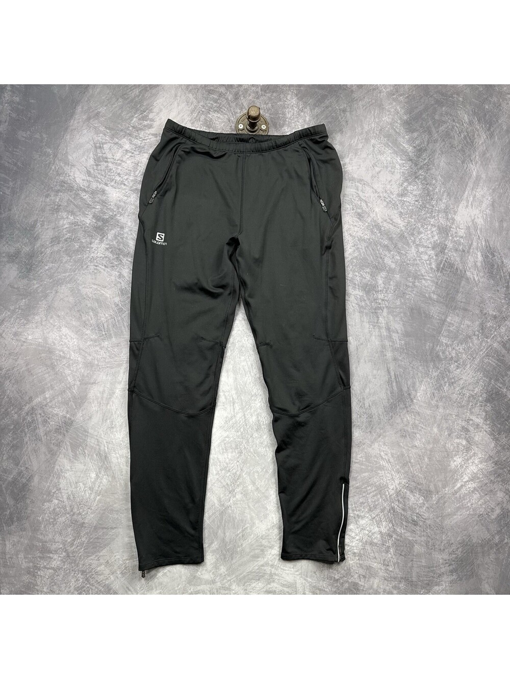 Salomon Joggers Sweatpants Mens XL Black Advanced Skin Zip Pockets